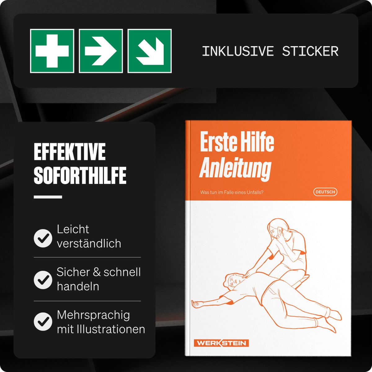 EHBO-doos DIN 13157:2021 Klein - Incl. praktische wandhouder, 3x stickers, mondkapjes & vochtige doekjes - EHBO-doos DIN 13157 voor bedrijven, instellingen & thuis Oranje