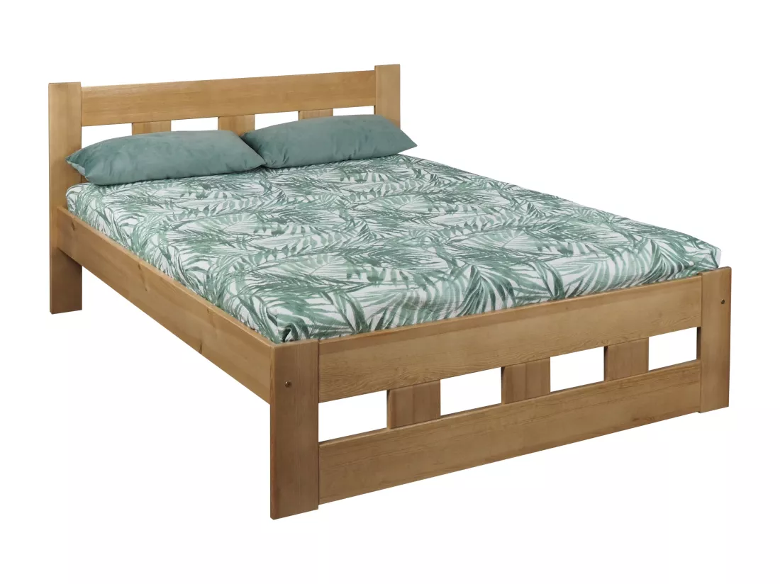 Lit 120x200 en bois Bond, couleur chêne