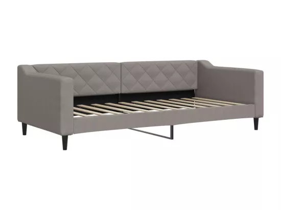 Lit de jour avec gigogne et tiroirs sans matelas taupe 90x200cm