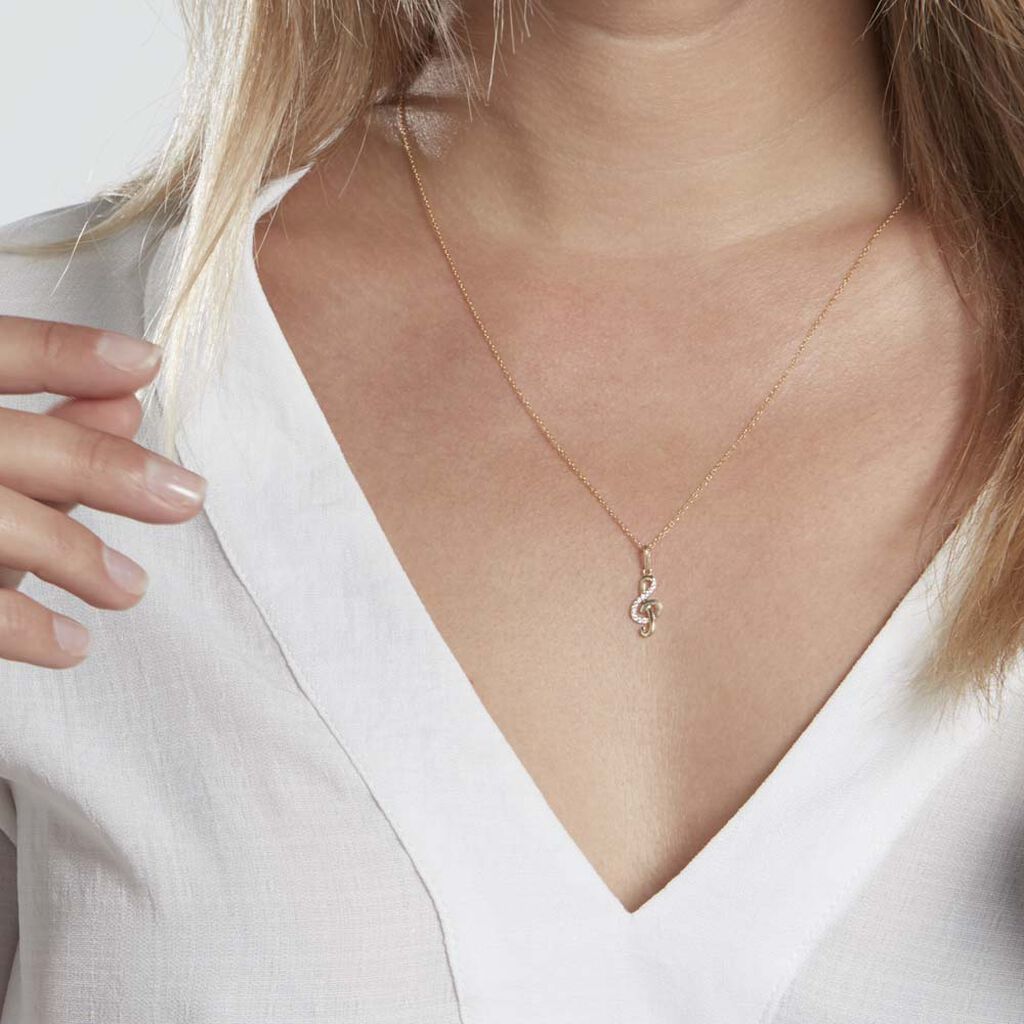 Pendentif Caprais Or Jaune Oxydes De Zirconium