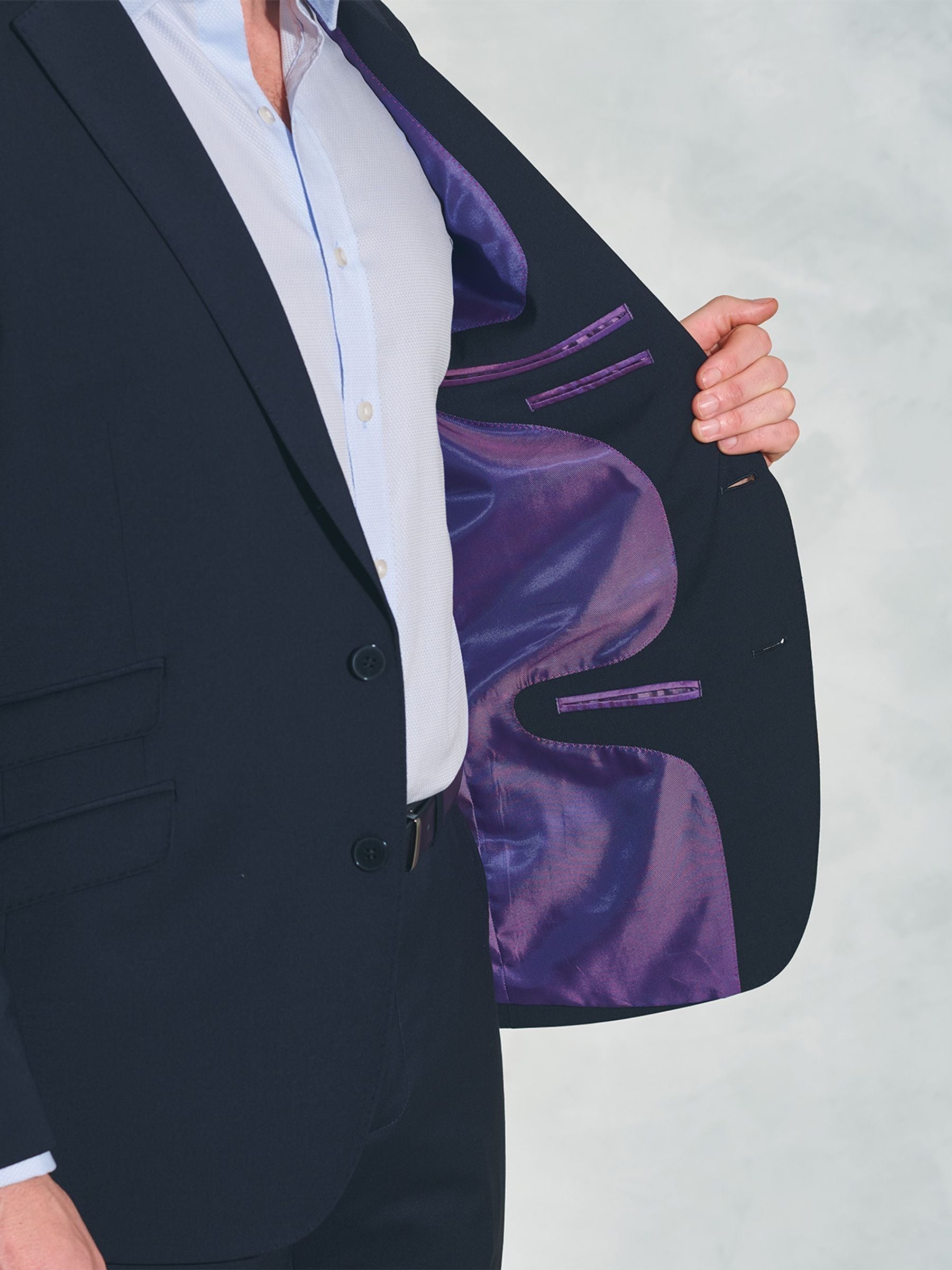 Donkerblauw - Brook Taverner Tailored Fit Wool Mix Washable Suit Jacket