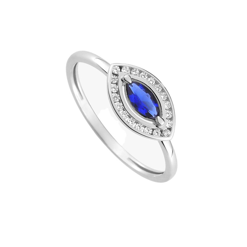 Bague Femme - Saphir - Oxyde de zirconium - Or 18 Carats