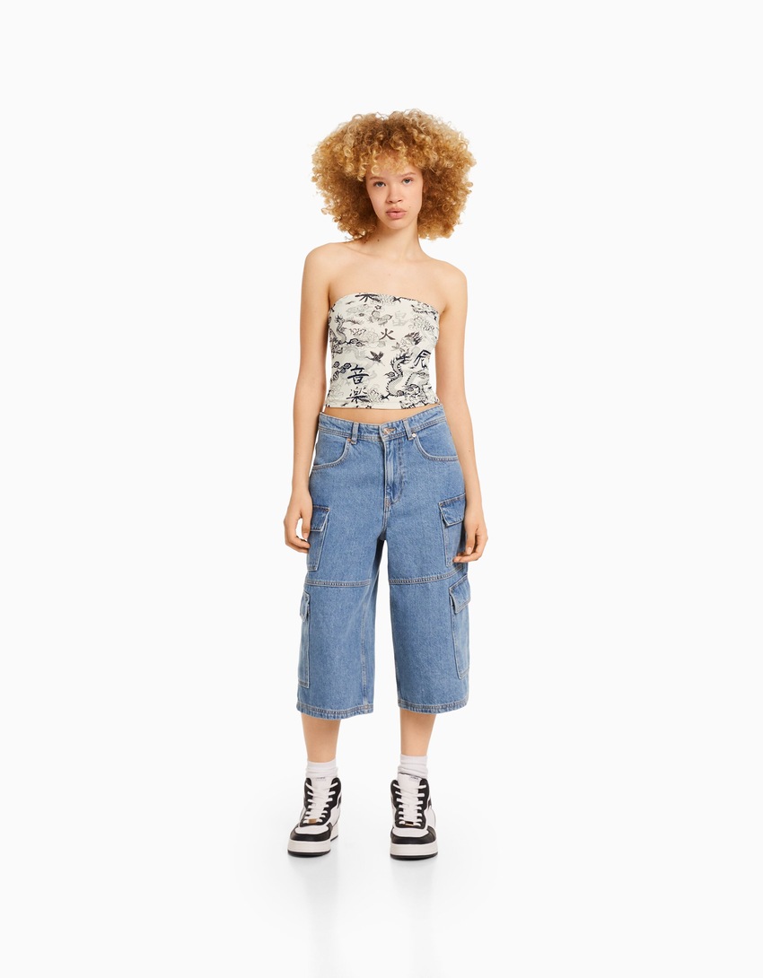 Top bandeau estampado