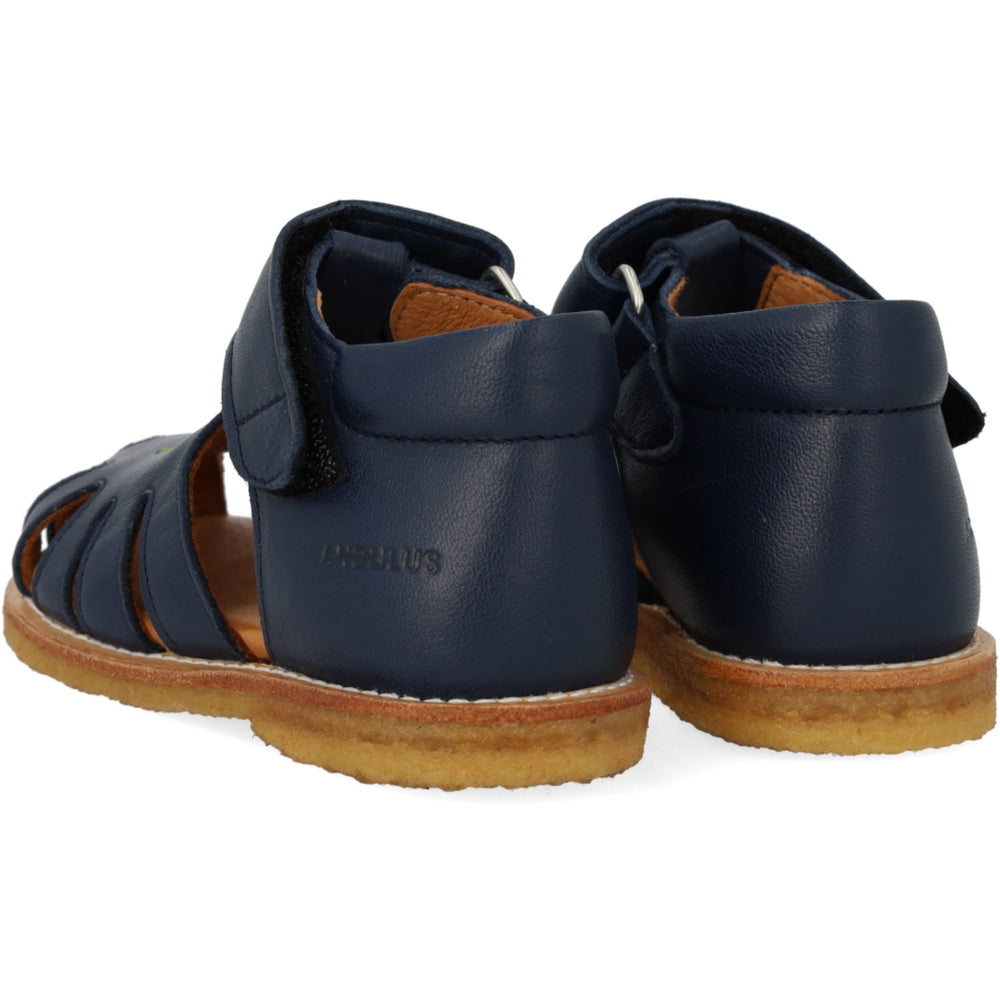 Køb Angulus Navy Sandal Med Dinobroderi Og Lukket Tå