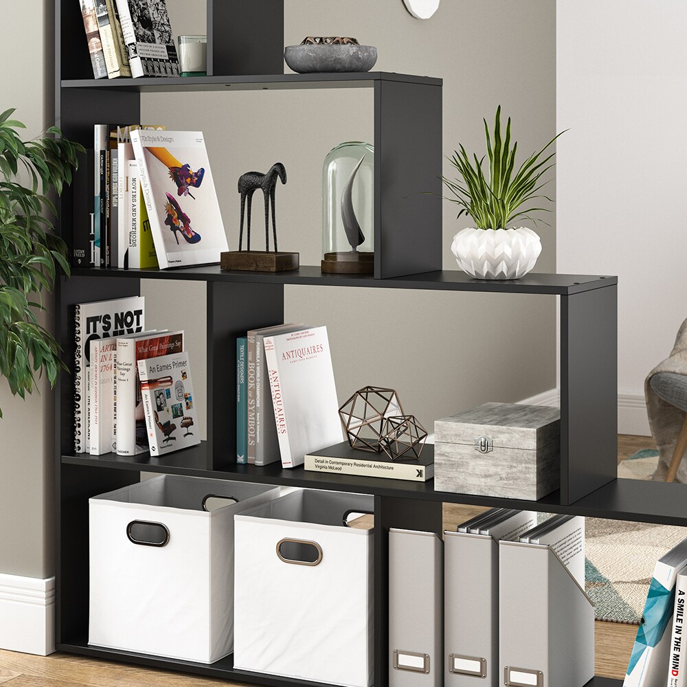 Vicco Treppenregal ASYM Raumteiler schwarz Bücherregal Standregal Aktenregal Hochregal Aufbewahrung Regal