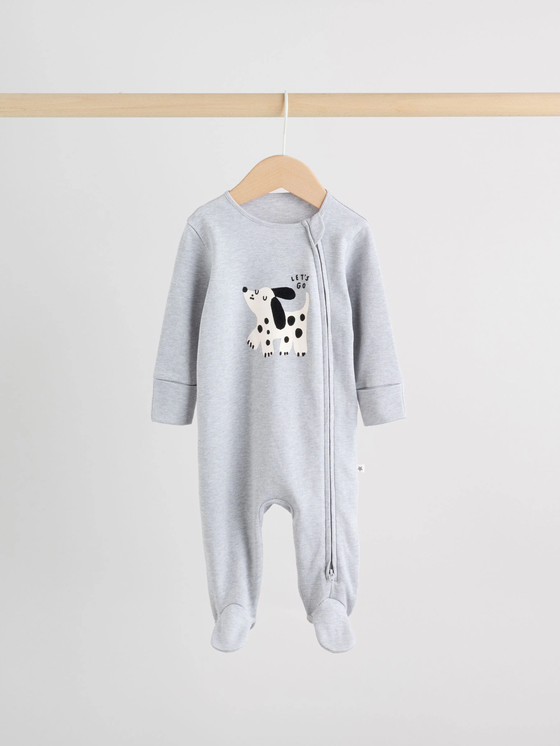 Zwart-wit met hond - Verpakking van 3 babypyjama's met tweewegrits (0-2jr)