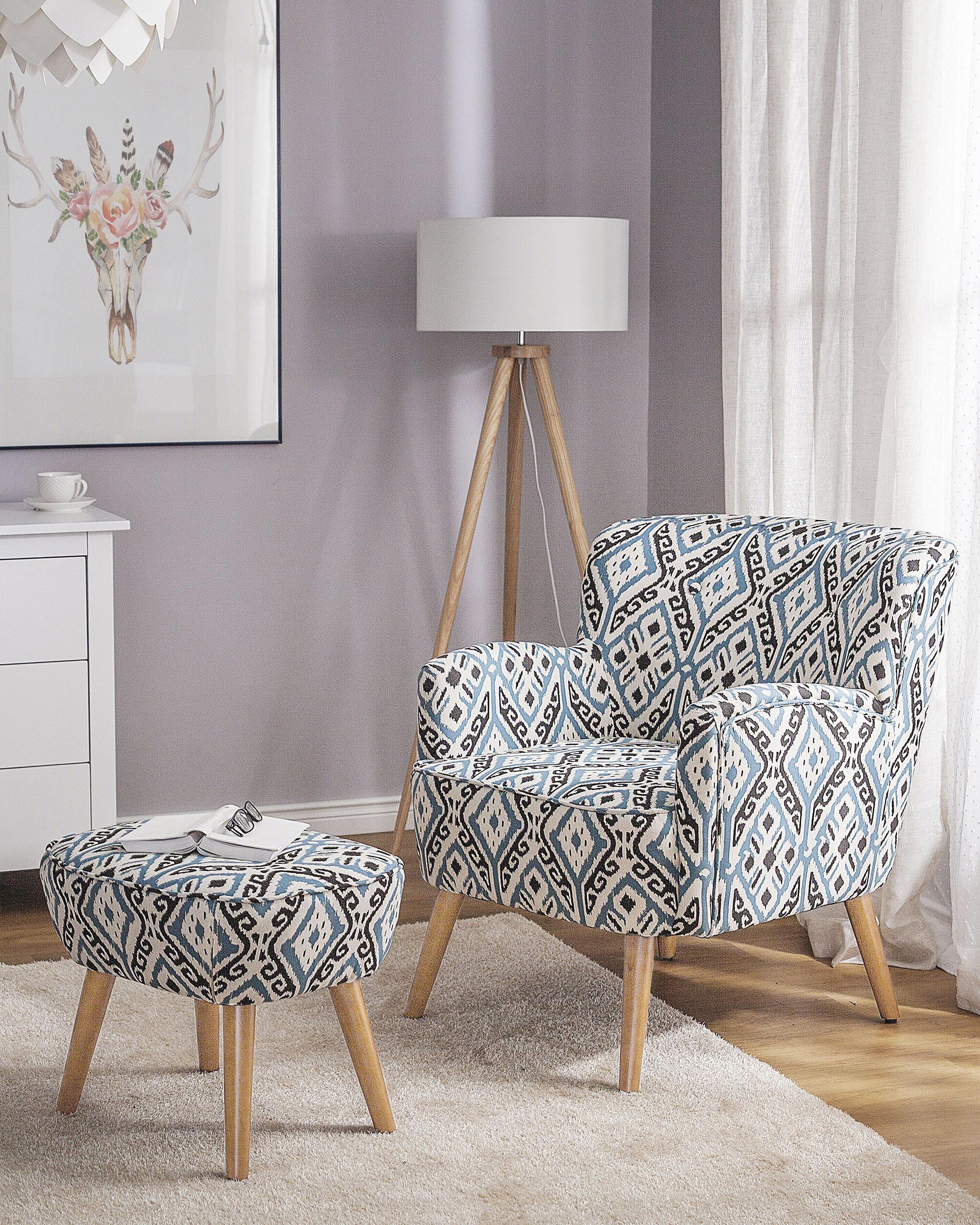 Fauteuil TUMBA met voetenbank Stof Meerkleurig