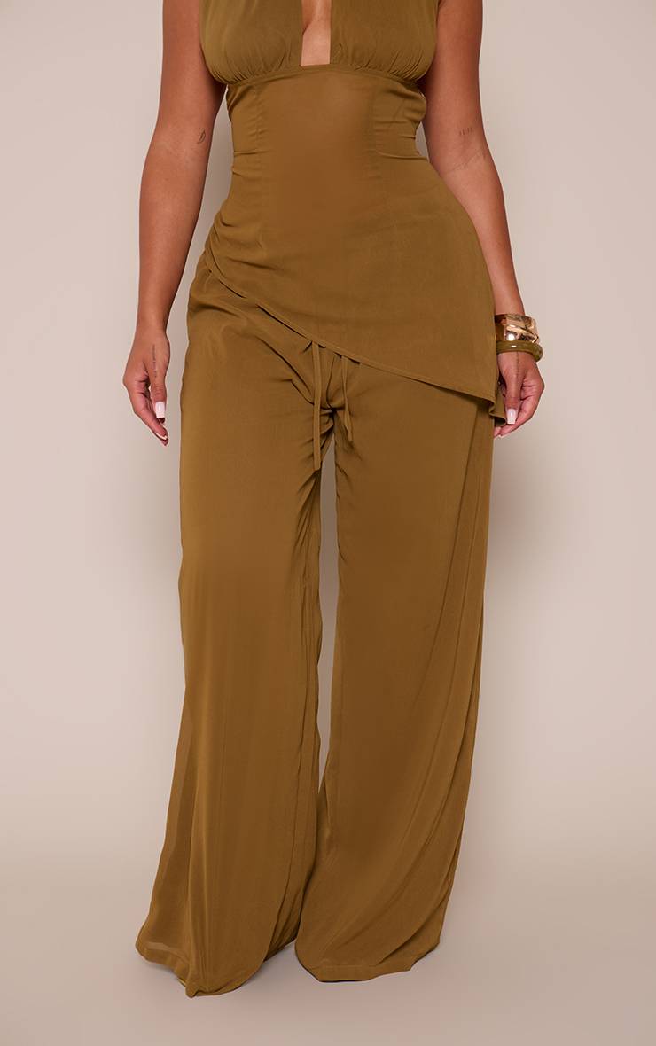 Vert Olive Pantalon Ample Tressé Shape