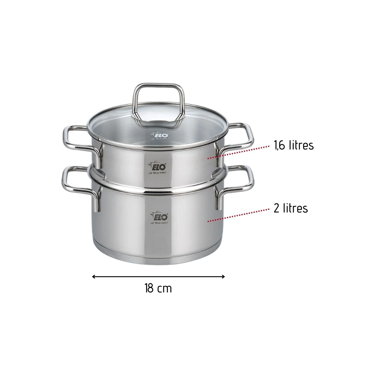 Cuiseur vapeur en inox 18 cm de 2 litres Elo Citrin Elo
