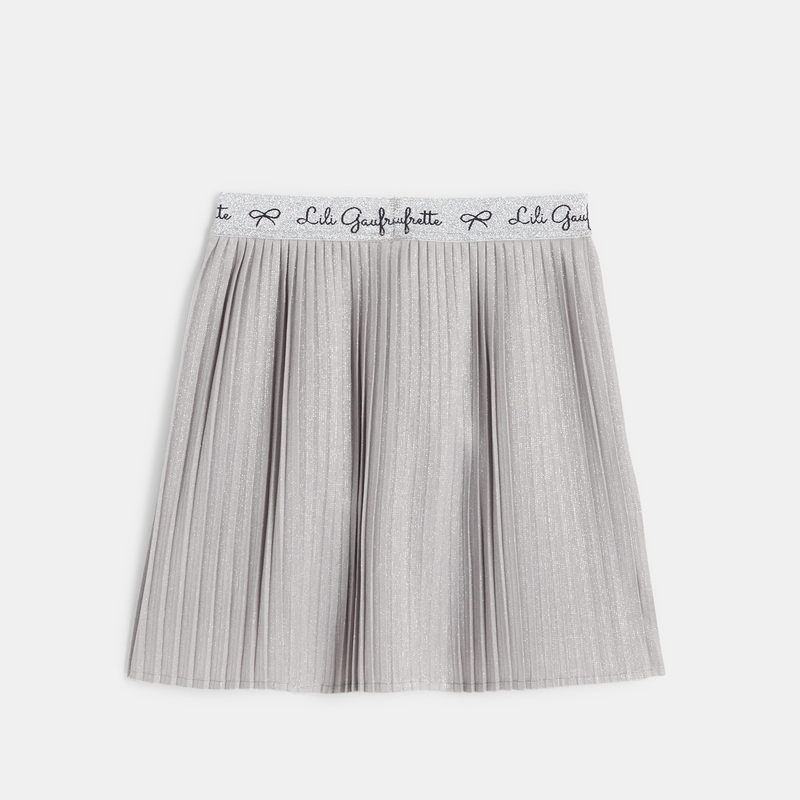 Jupe plissée brillante fille grise Lili Gaufrette