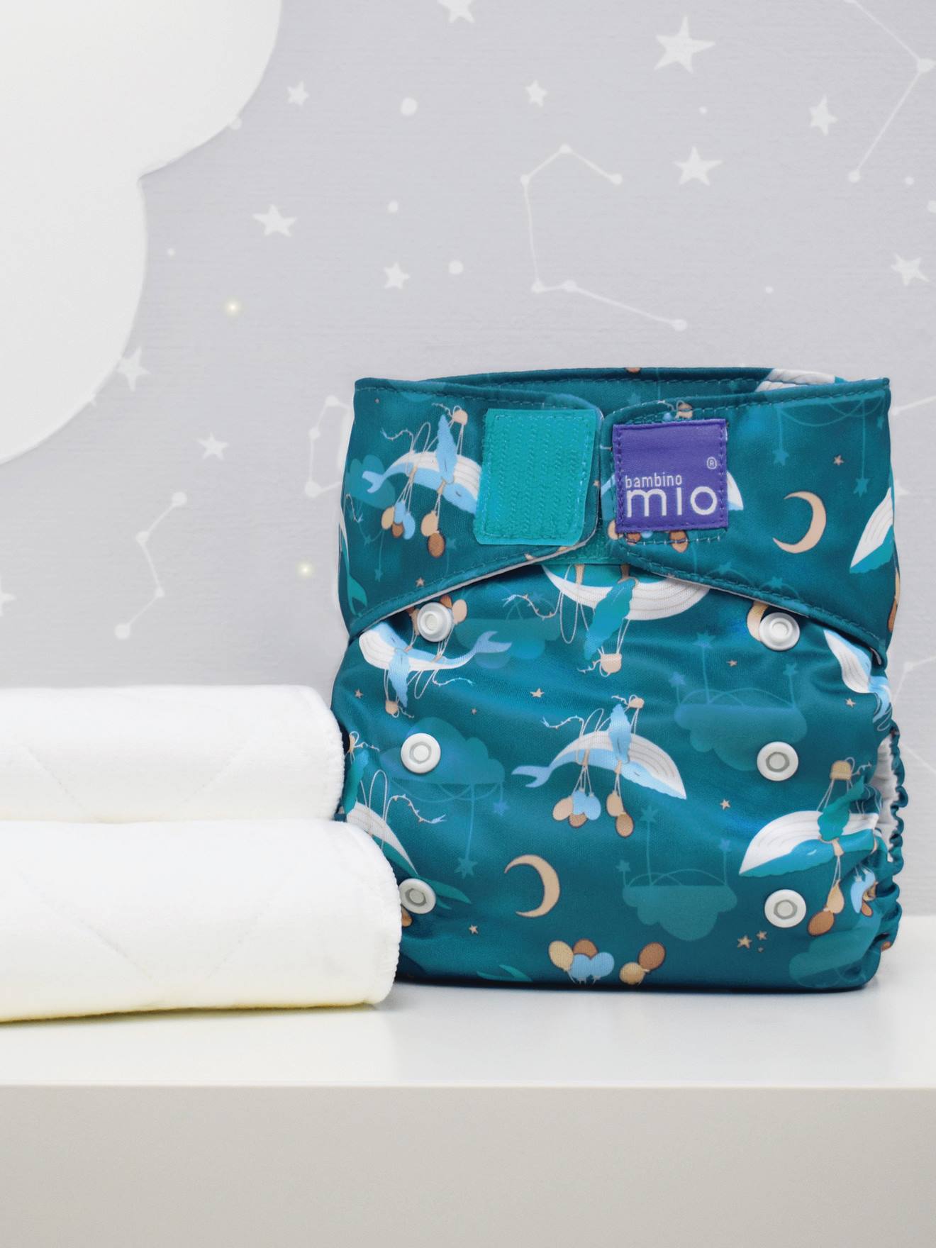 Mioboost, absorvente para fraldas reutilizáveis (x3) BAMBINO MIO tamanho médio branco liso com estampas