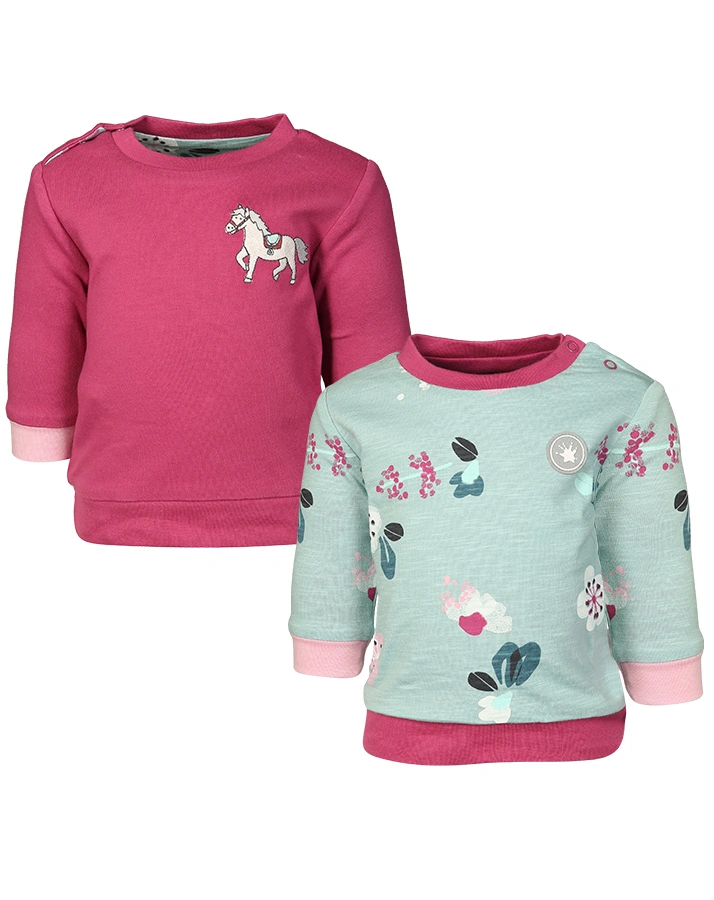 Wende-Langarmshirt FLOWERS in mint/himbeer