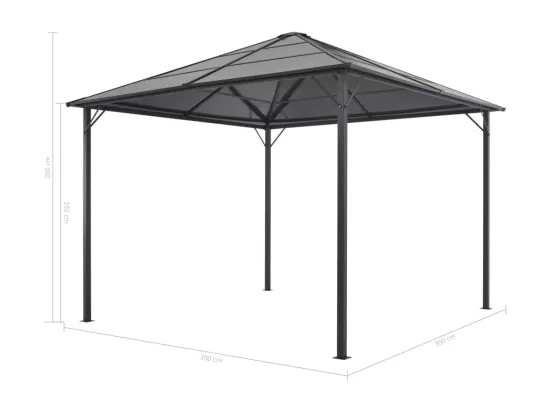 Tonnelle avec rideau Aluminium 3x3 m Noir