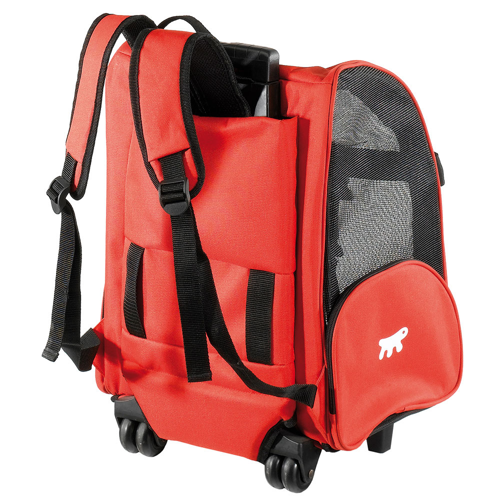 Panier de transport petits chiens chats trolley à roulettes, sac à dos pour petits chiens chats, poignée télescopique, poches pour
