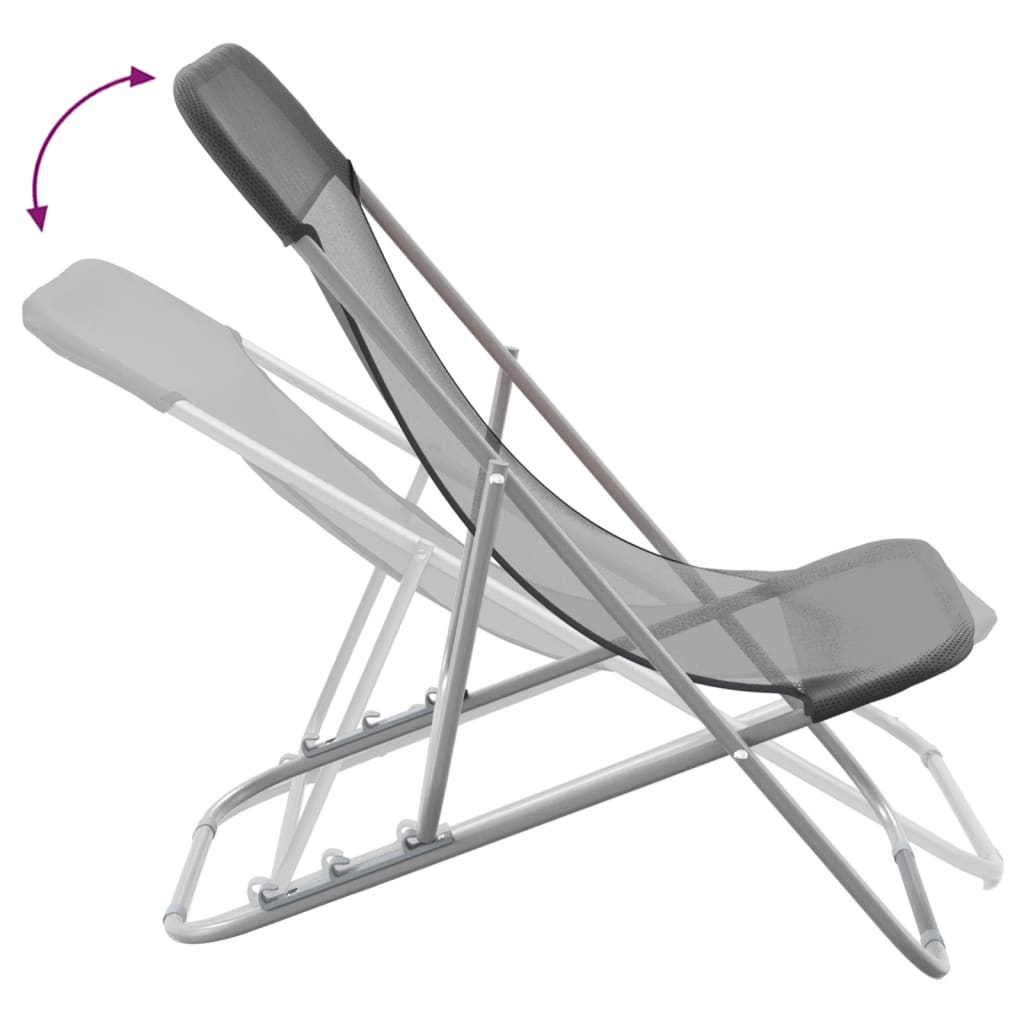 Chaises de plage pliantes 2pcs textilène acier enduit de poudre