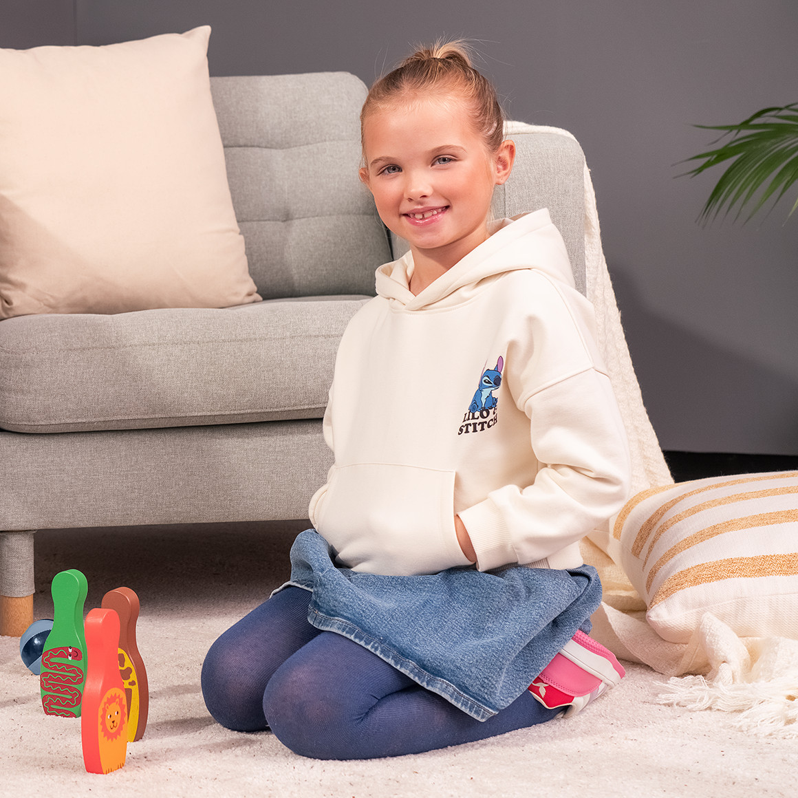 Topolino Disney Stitch Hoodie mit kleinem Print creme