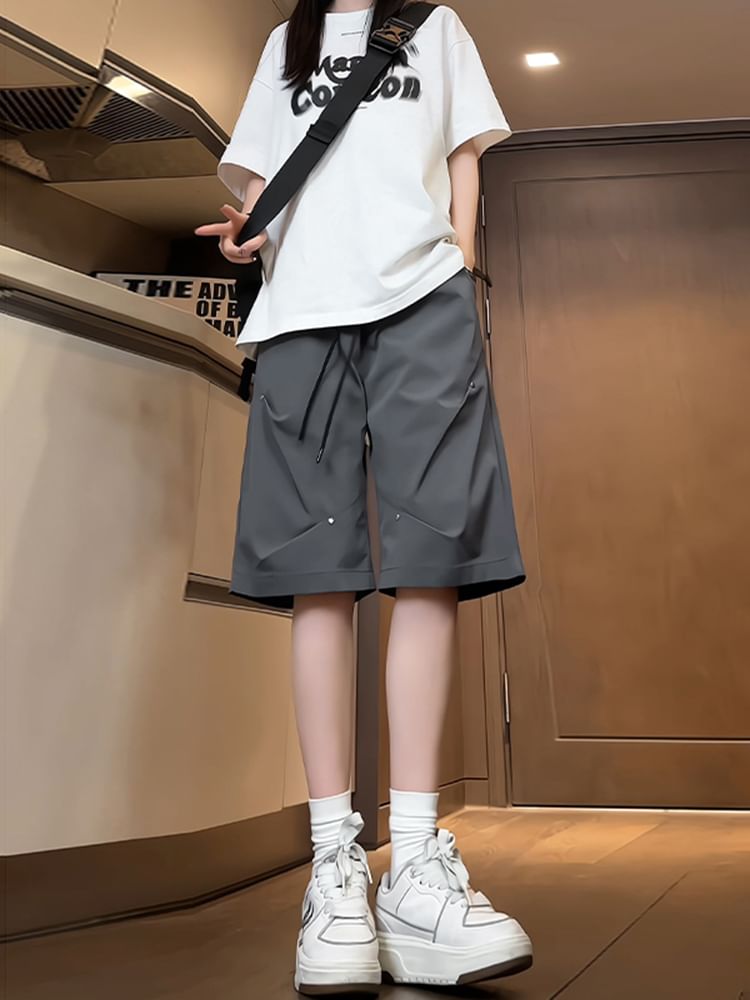 Kimeya - Effen shorts met trekkoordtaille