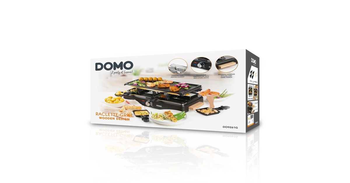 DomoRaclette-grill DO9261G gourmetstel  (Zwart/houtkleur)