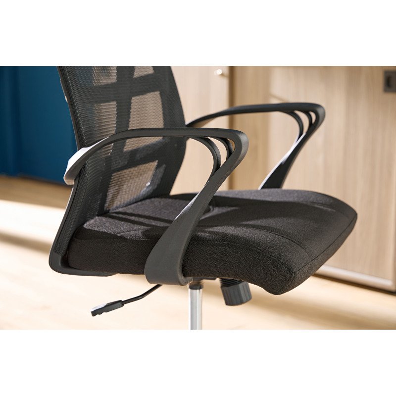 Fauteuil de bureau Bruneau Optyma tissu et maille - avec accoudoirs - Mécanisme Basculant centré - Pied noir