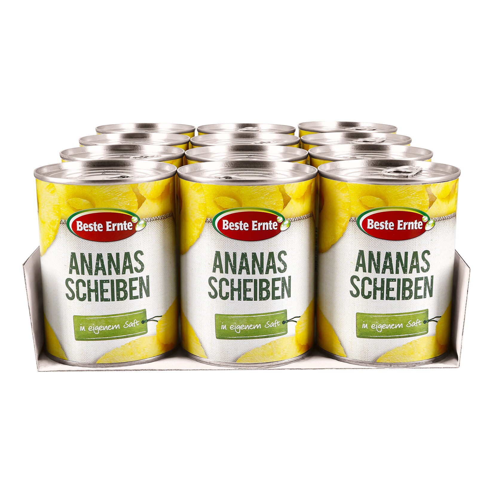 Beste Ernte Ananas in Scheiben 340 g Abtropfgewicht, 12er Pack