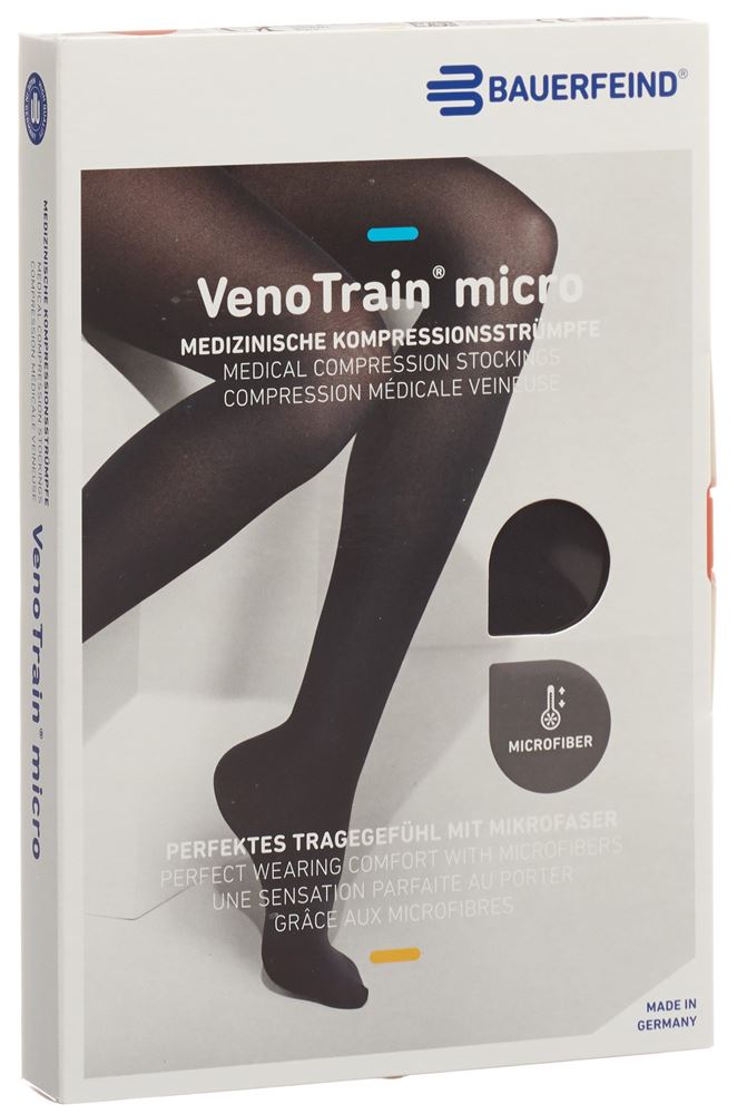 Bauerfeind VenoTrain Micro KKL2 AD<br>1 Paar, M, plus/short geschlossene Fussspitze schwarz
