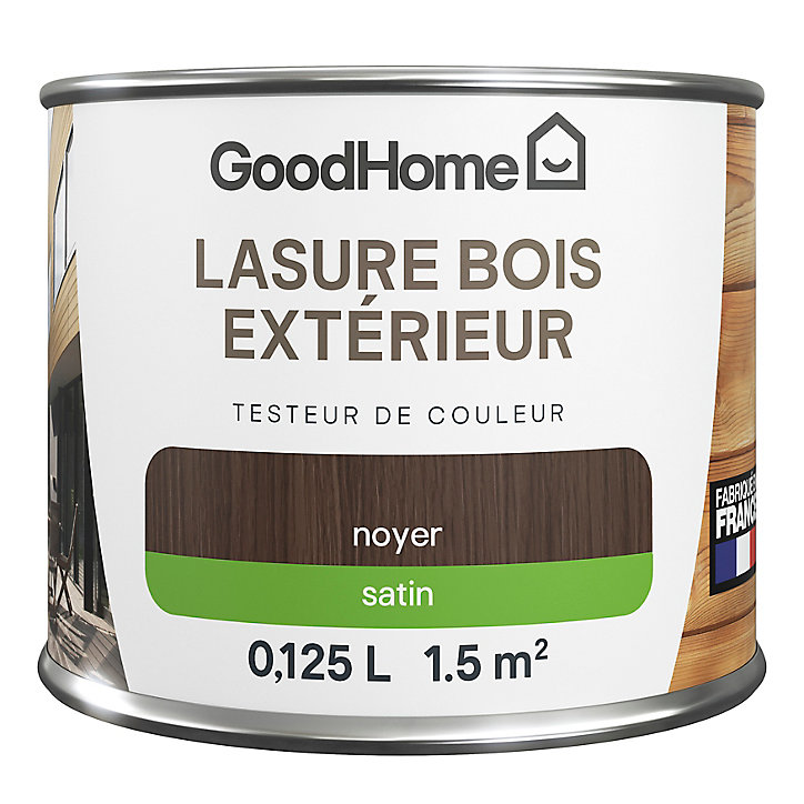 Lasure bois extérieur noyer satin 8 ans GoodHome 125ml