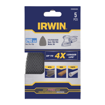 Irwin schuurgaas voor multischuurmachines Bosch PSM, Skil, Lux, Metabo, zelfklevend K240, 5 stuks