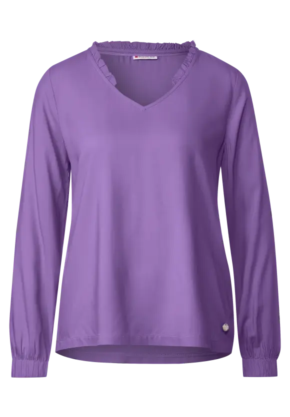 Unifarbene Bluse mit Rüschen - lupine lilac