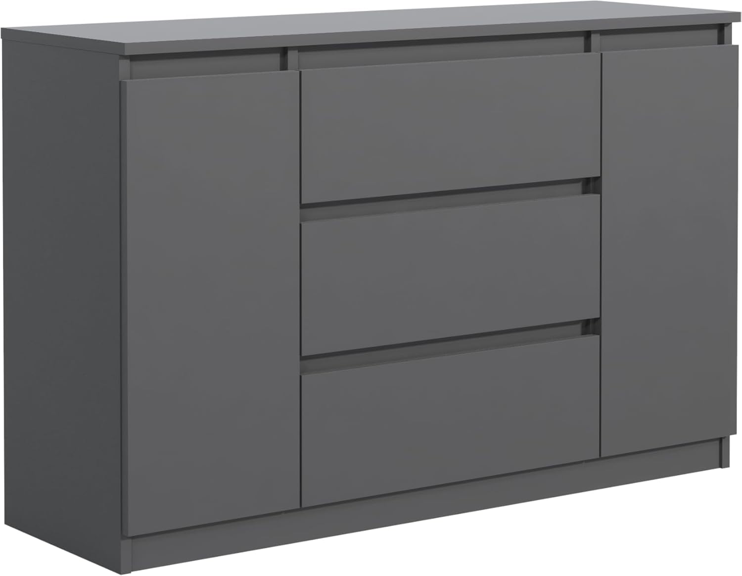 Kommode mit 3 Schubladen 2 Schranktüren 120 cm Ideal für Wohnzimmer, Schlafzimmer, Kinderzimmer und Büro Moderne Elegante Lösung für stilvolle Aufbewahrung (Anthrazit)