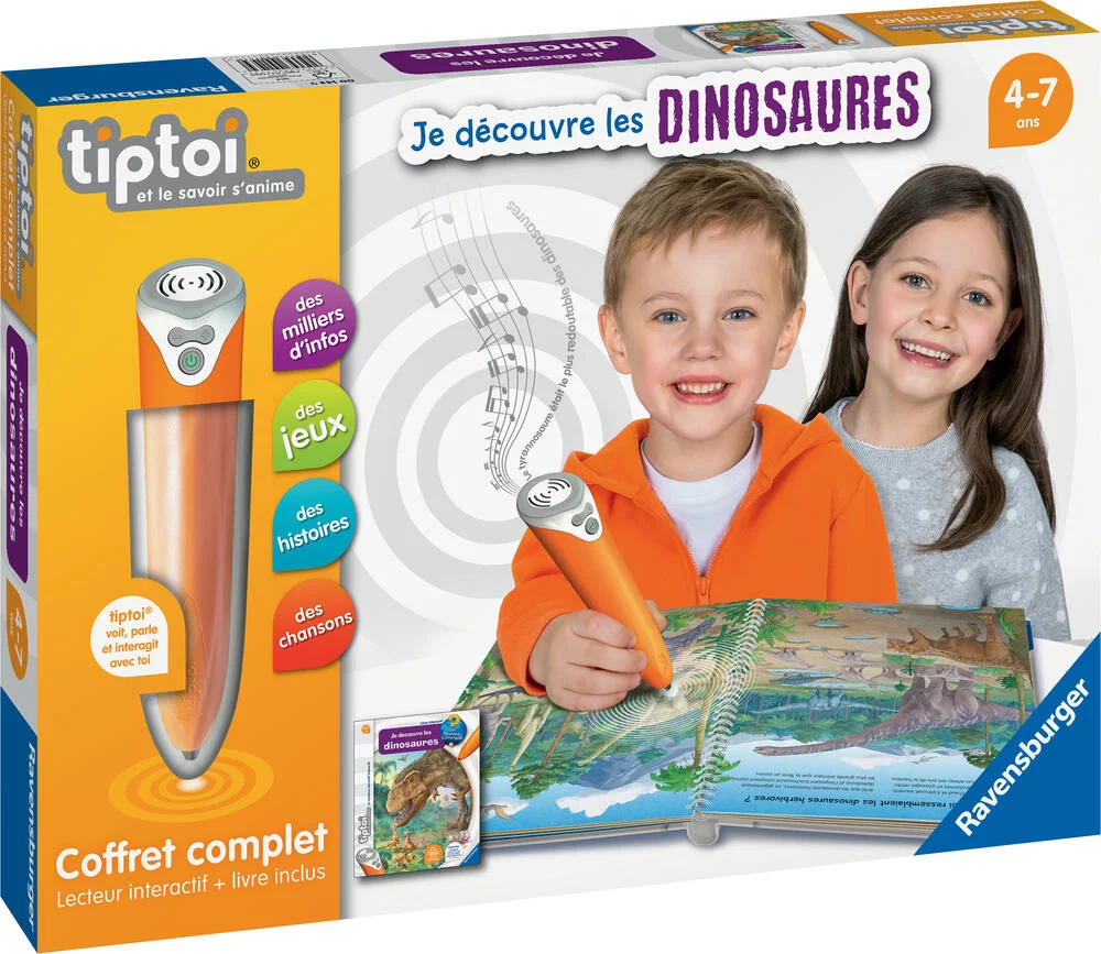 TIPTOI - COFFRET COMPLET LECTEUR INTERACTIF + LIVRE JE DECOUVRE LES DINOSAURES