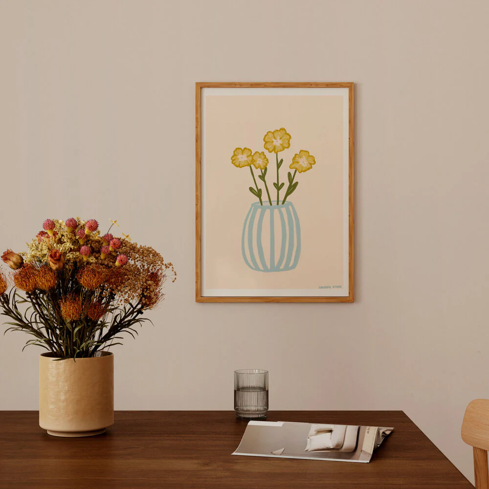 Poster & Frame  Yellow Flowers plakat, Multicolor - 30x40 cm.