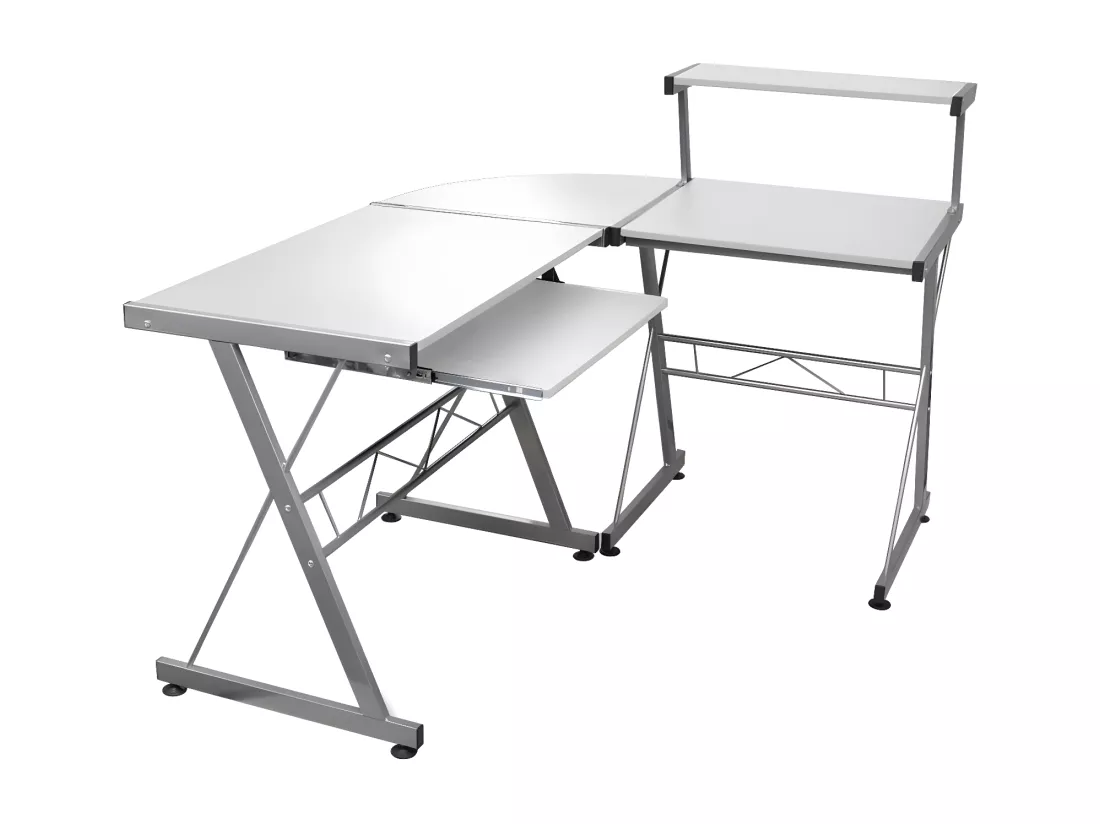 Bureau d'ordinateur d'angle Blanc 132x112x99 cm Bois ingénierie
