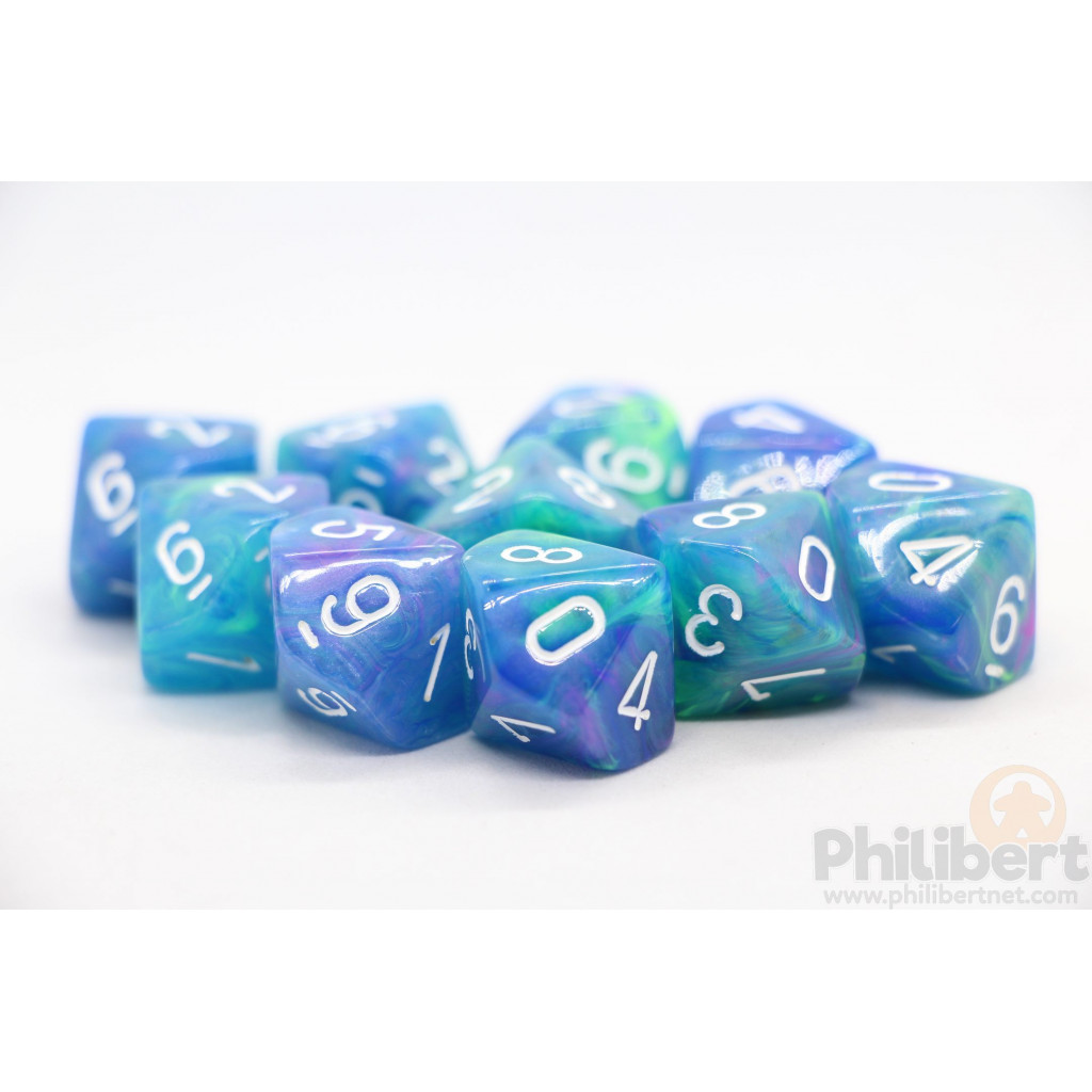 Set de 10 Dés 10 Faces Chessex : Festive