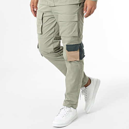 Ensemble Veste Zippée Et Pantalon Cargo Vert Kaki