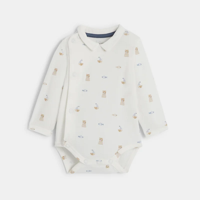 Combinaison pointelle et body ourson bleu bébé garçon Bleu