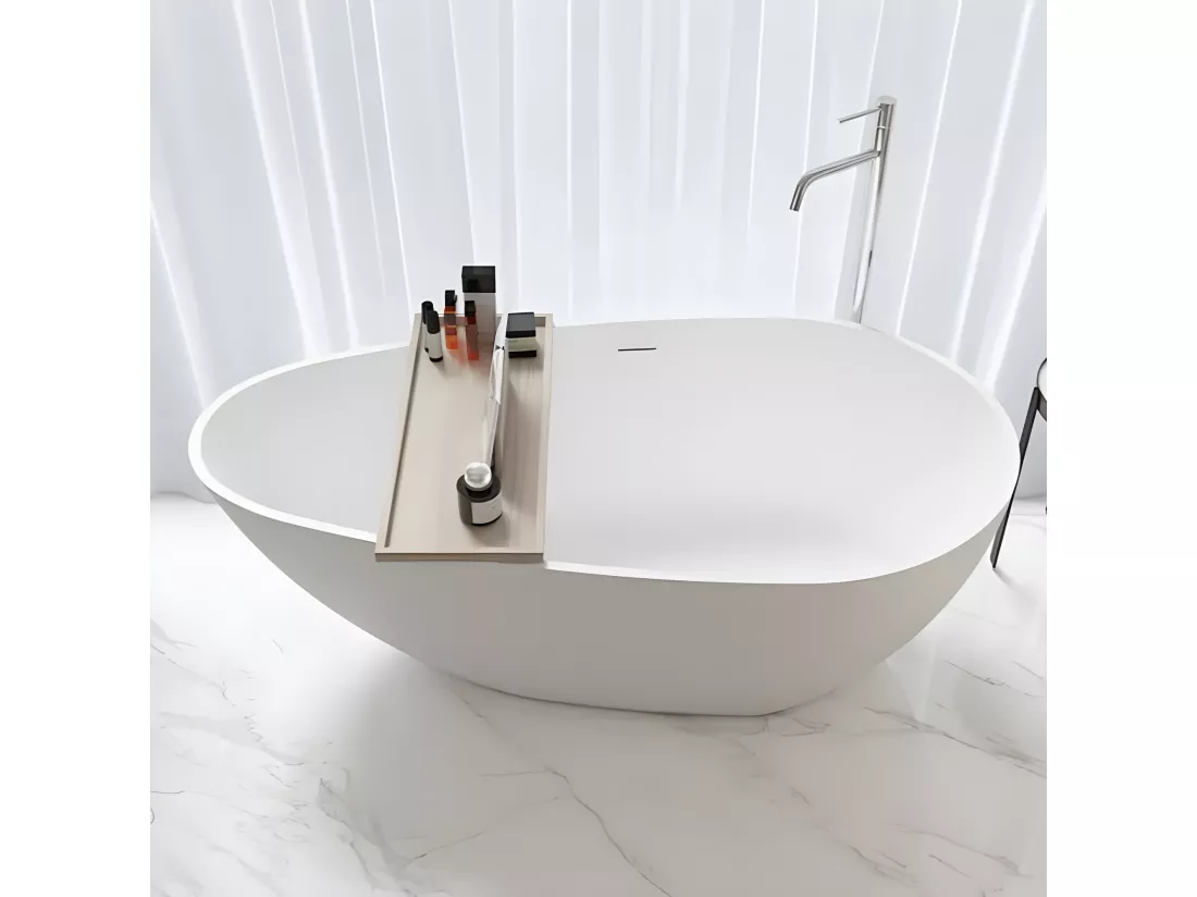 Baignoire îlot design en solid surface ovale HELSINKI 170 cm