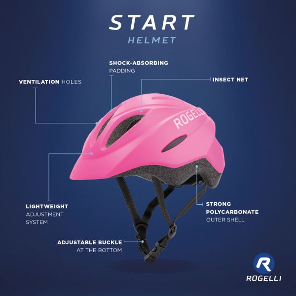Rogelli Start Børnecykelhjelm, Pink/Black