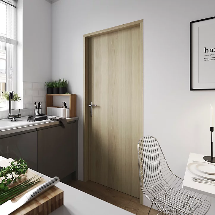 Bloc-porte Alpille effet chêne naturel H.204 x l.73 cm, réversible
