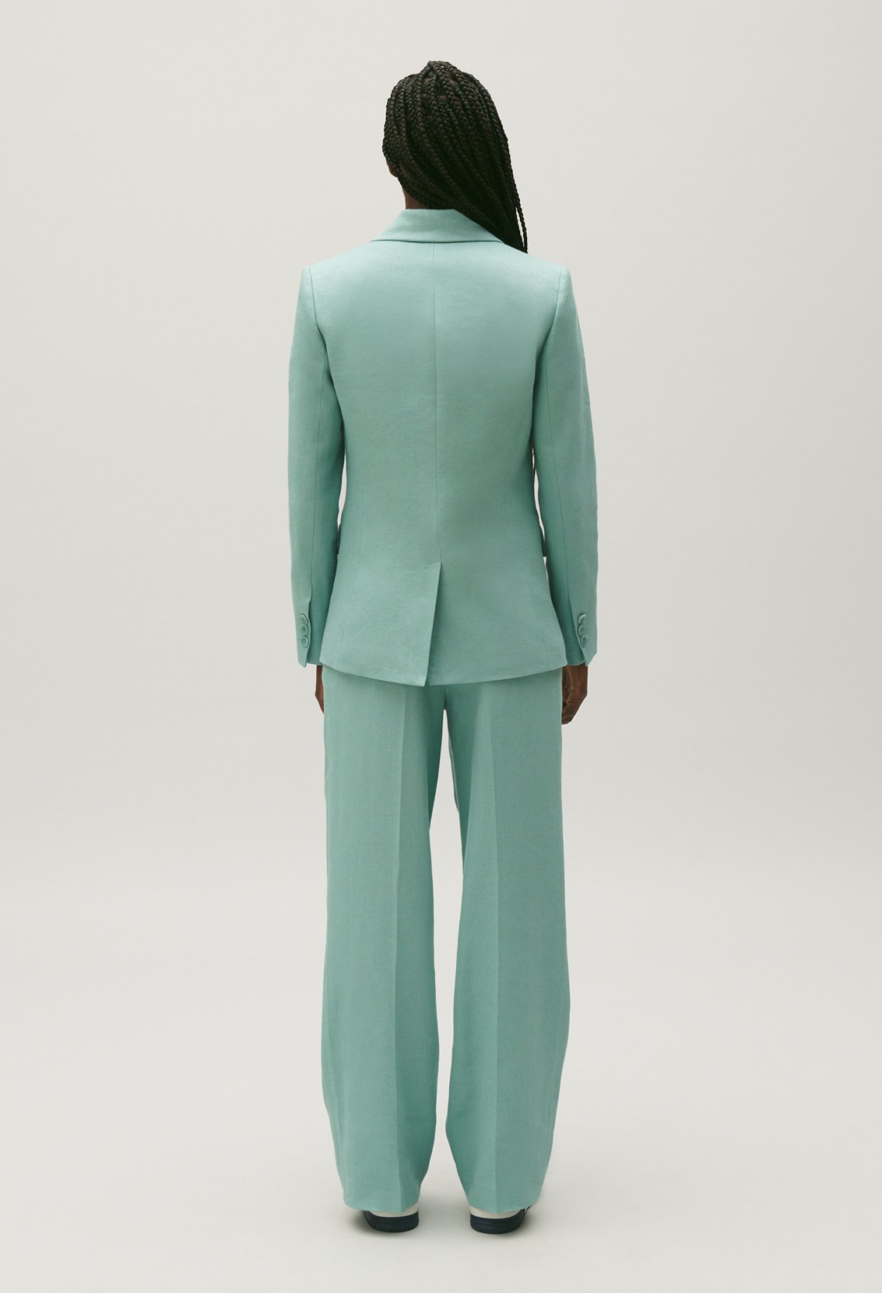Veste tailleur lin melange vert d'eau