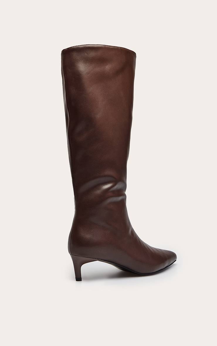 Chocolat Bottes Montantes À Bout Pointu Et Petit Talon En Synthétiquecuir
