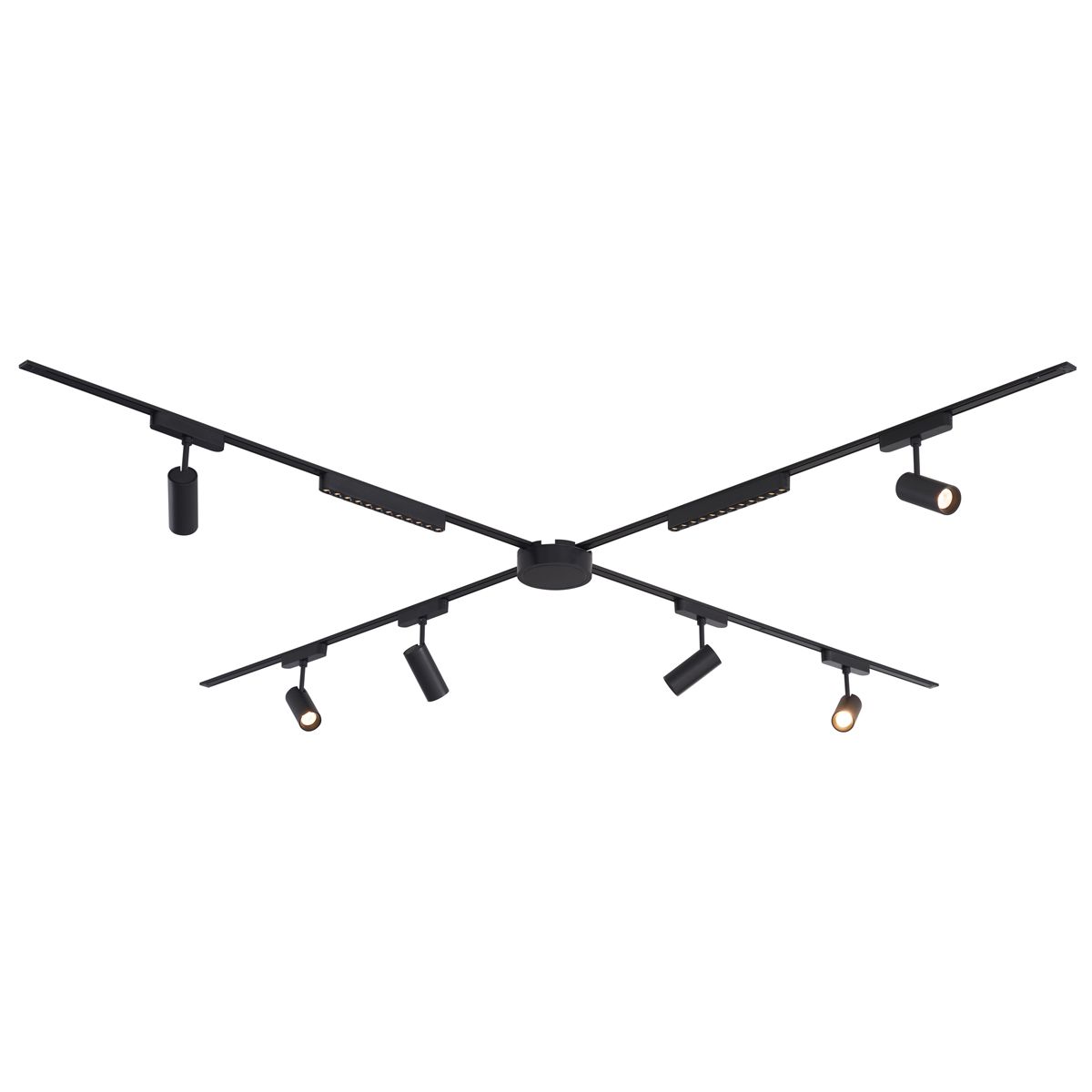 Railsysteem met 6 spots en 2 plafondlampen zwart 1-fase - Magnetic Gert Puntua