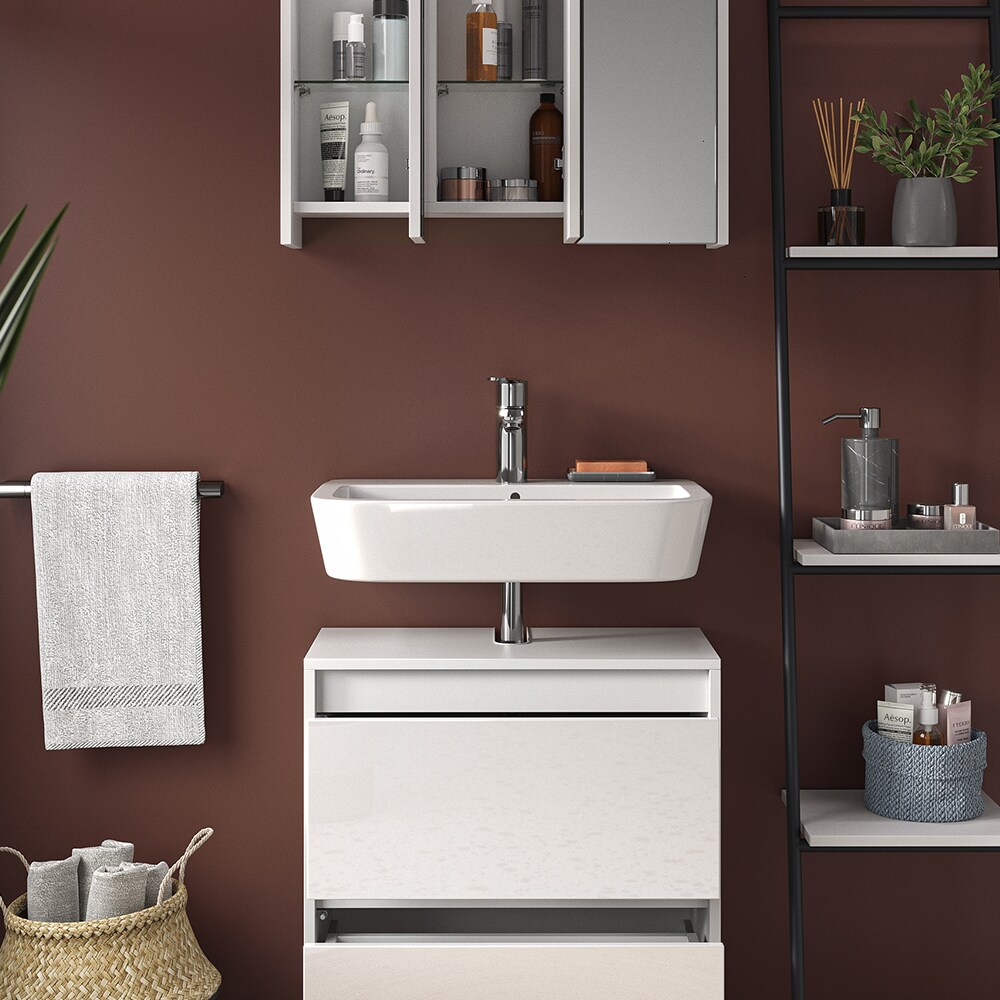 Vicco Badmöbel-Set Badezimmer-Möbel Bad-Schrank Majest Weiß Hochglanz modern Badezimmerschrank Waschbeckenunterschrank Spiegelschrank Schranktür Schrankfach Schrankschublade