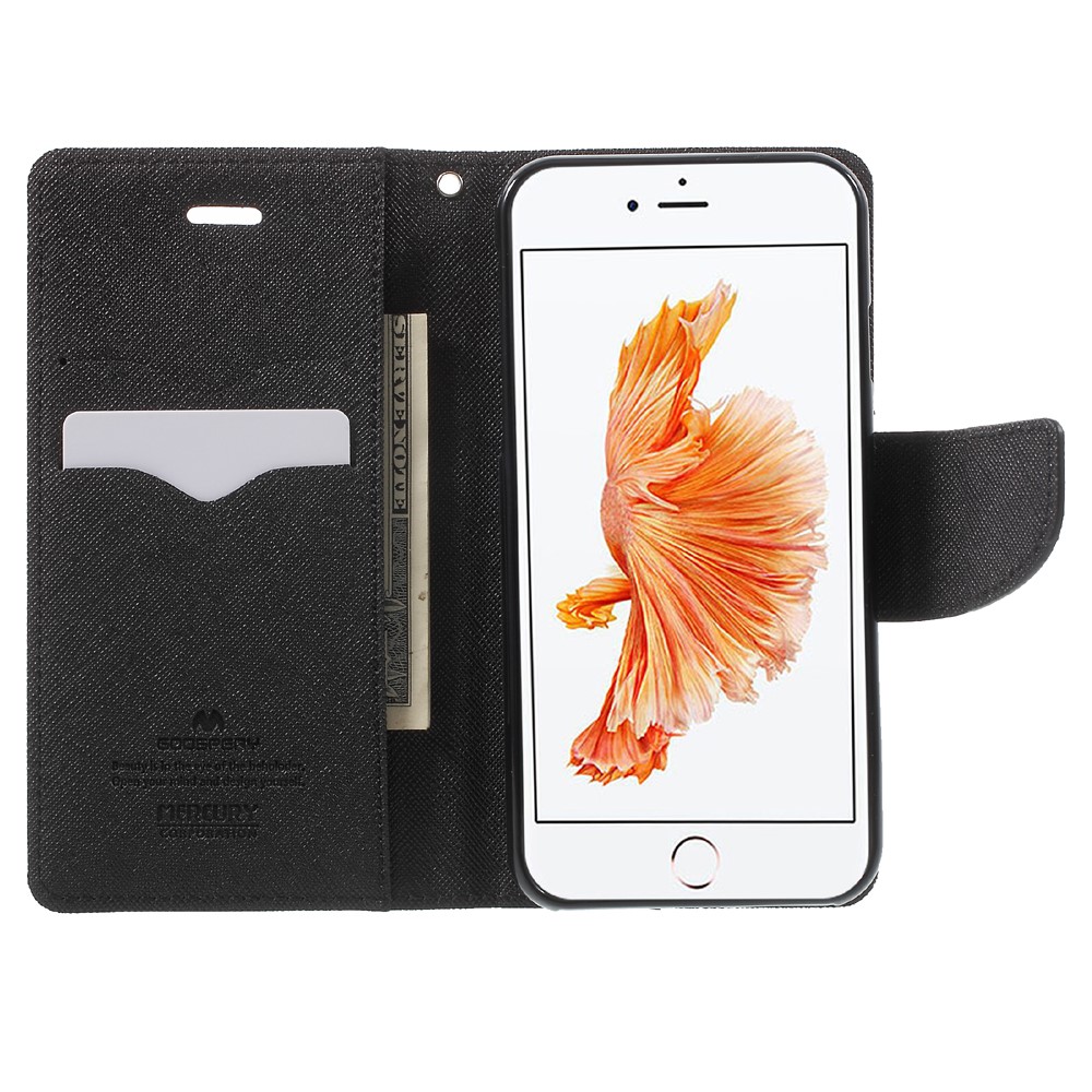 Mercury Goospery - iPhone SE (2022/2020) / 8 / 7 Leder Tasche Flipcase - Schwarz