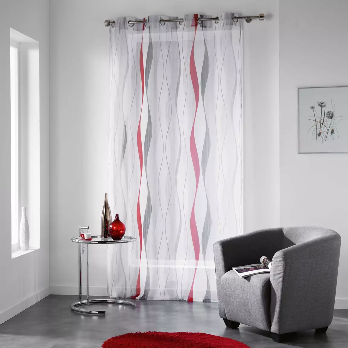 Voilage œillets (140 x 240 cm) Ondulys Rouge