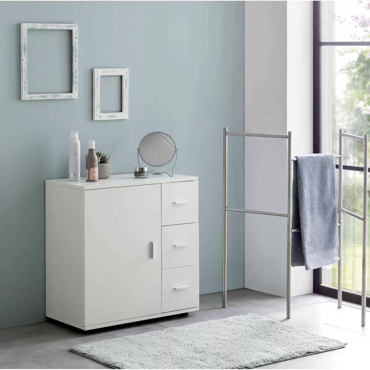 Kommode Almanera silber,weiss