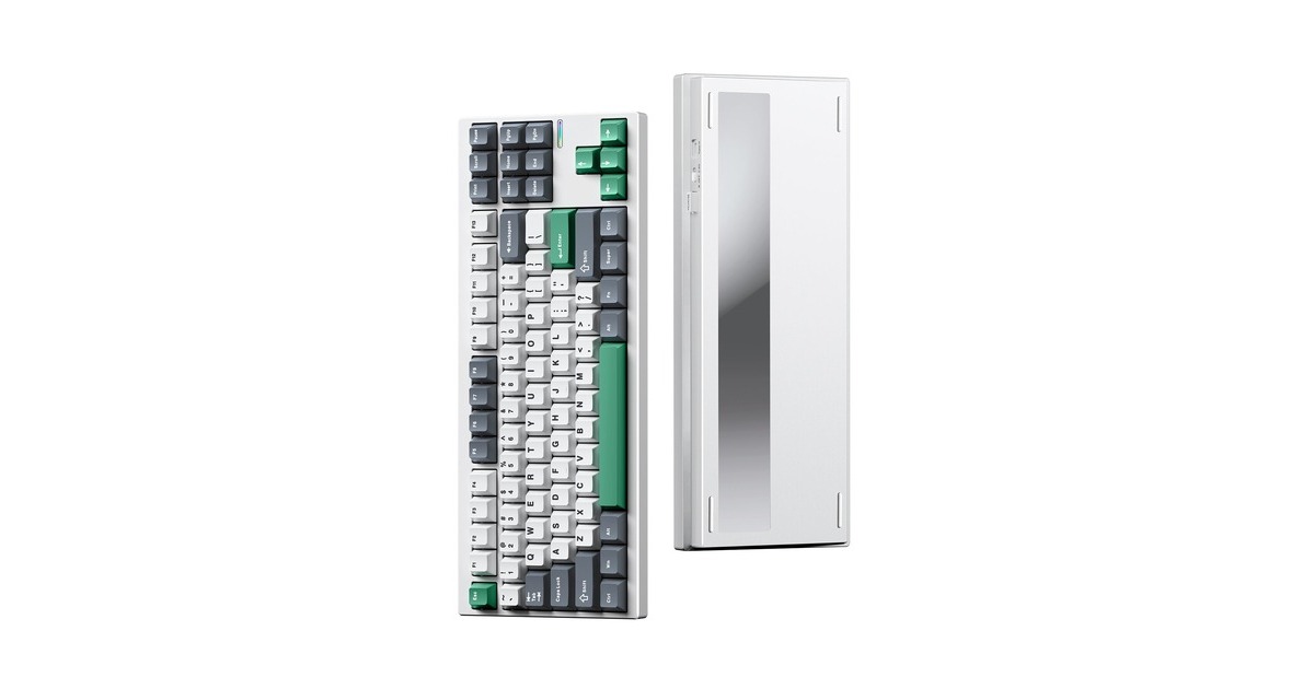 MCHOSEGX87 Lite: White Nano Spraying Matcha Latte V2 Aluminum Custom Mechanical, toetsenbord  (Wit/groen, Huano Matcha Latte V2, 80% TKL, RGB, Hot swap, Double-Shot PBT, draadloos / Bluetooth / USB-C)