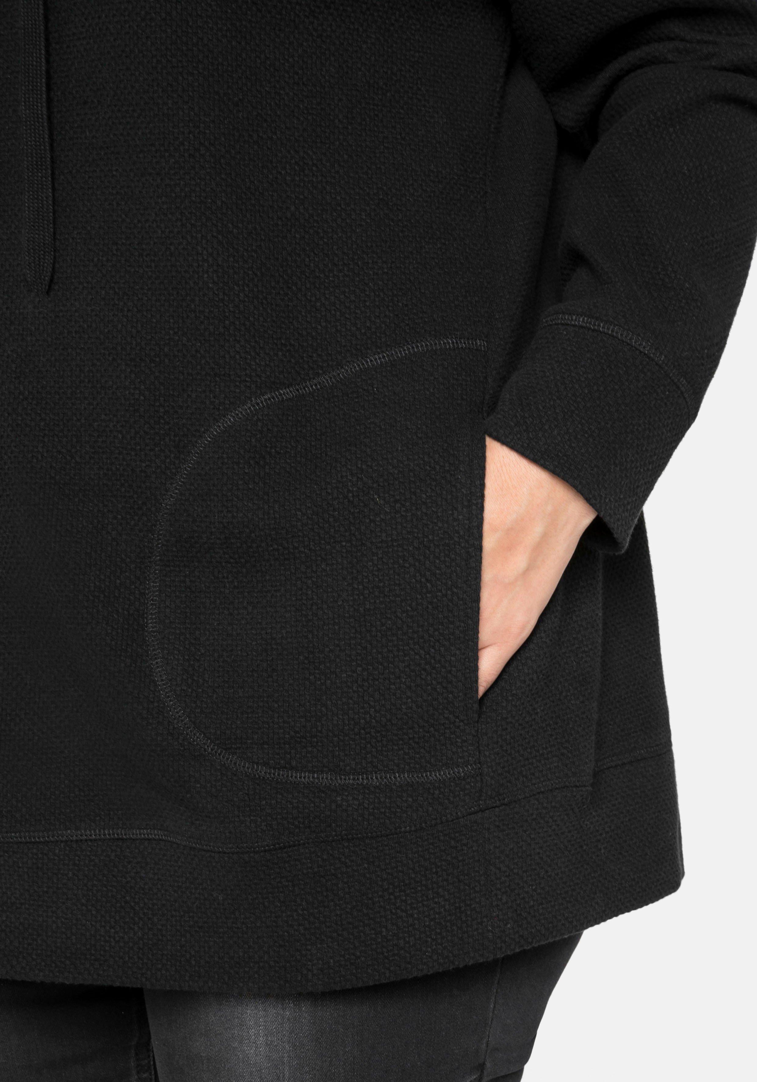 Sweatshirt mit Stehkragen, in Waffelpiqué-Optik