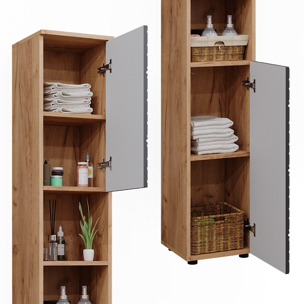 Vicco Hochschrank Irma Eiche Anthrazit 30 x 192 cm Badezimmer