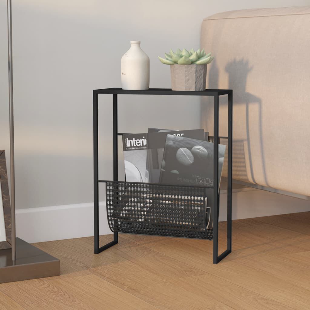 vidaXL Krantenrek Zwart 35x15x45 cm Staal