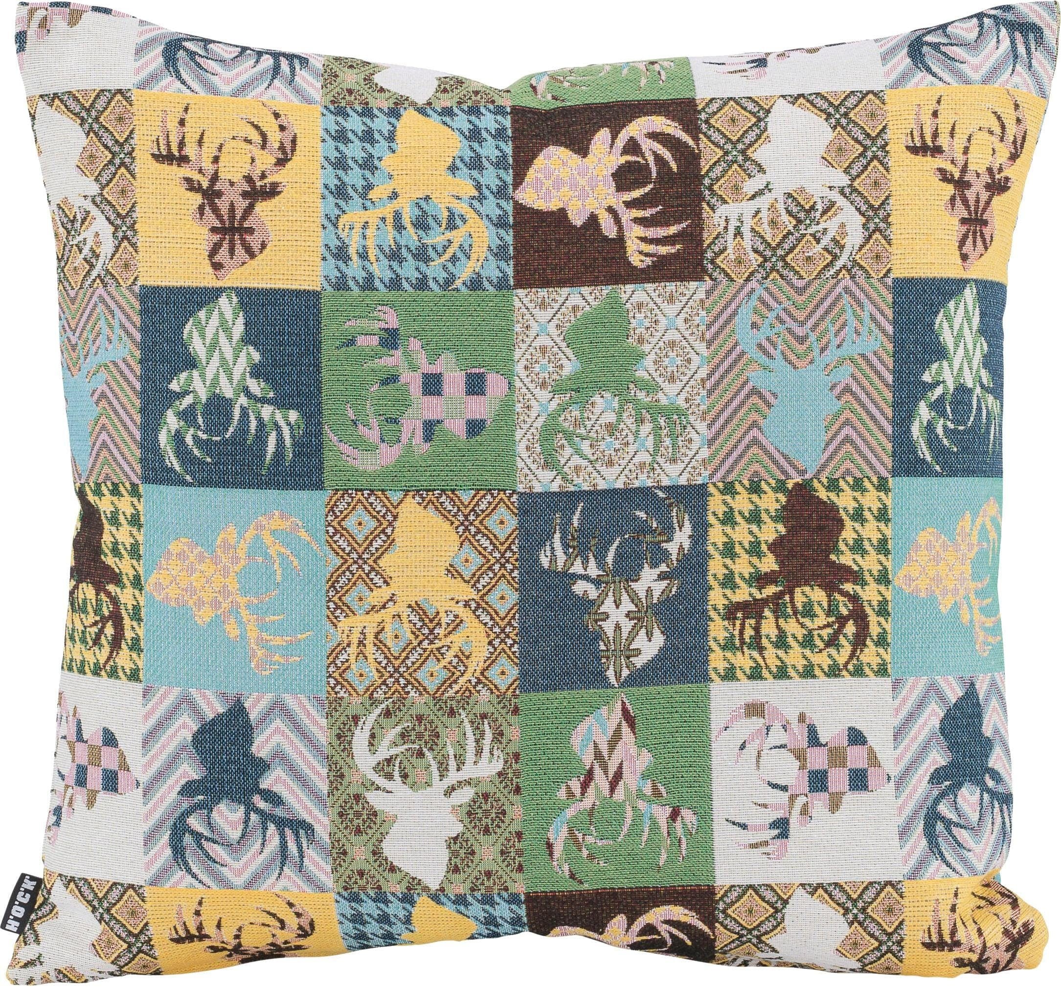 H.O.C.K. Dekokissen »Harry Hirsch Tegan Patch« mit kleinen Hirschmotiven, Kissenhülle mit Füllung, 1 Stück